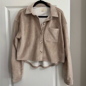 Women's Beige Corduroy Shacket